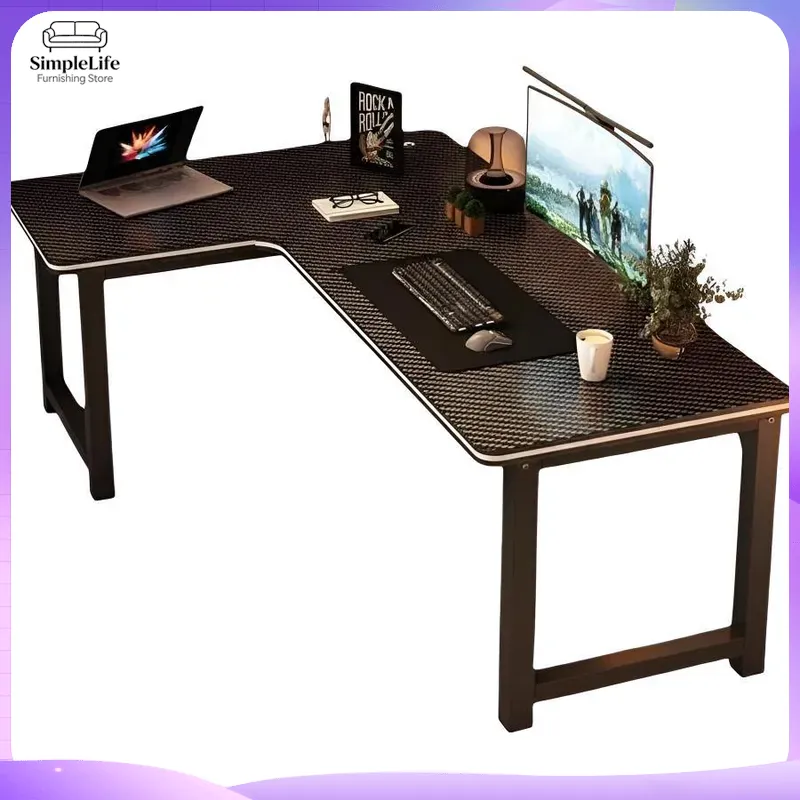 Desk Setup L Shaped - โต๊ะคอมพิวเตอร์สำหรับเล่นเกม โต๊ะทำงานมุมพร้อมชั้นวางของสำหรับติดตั้งพีซี ใช้ในบ้าน สำนักงาน ห้องอ่านหนังสือ ห้องนอน