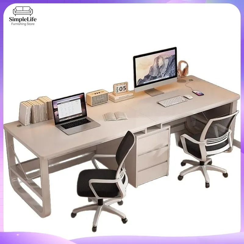 Desk Setup L Shaped - โต๊ะคอมพิวเตอร์คู่สำหรับโฮมออฟฟิศ โต๊ะเกมมิ่ง โต๊ะทำงานยาวสำหรับห้องนอน ห้องอ่านหนังสือ โต๊ะอีสปอร์ต โต๊ะเขียนหนังสือสำหรับนักเรียน