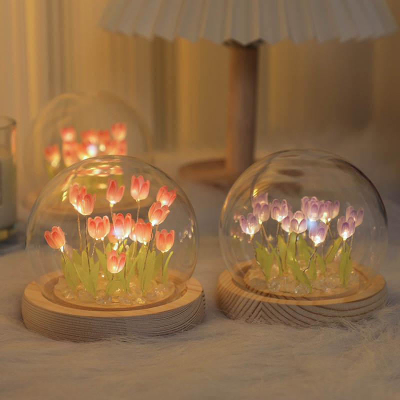 Desk Setup Lamp - ถุงทิวลิปทำด้วยมือแบบ DIY ทำมือสำหรับคืนบรรยากาศบรรยากาศแบบตั้งโต๊ะของขวัญวันวาเลนไทน์ของหญิงสาวชาวจีน