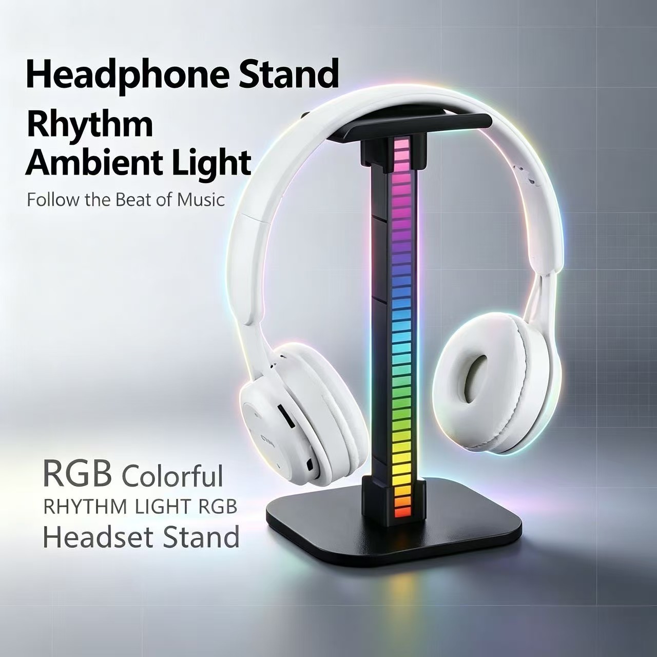 Desk Setup Lamp - ขาตั้งหูฟังเกมมิ่งแบบ USB พร้อมไฟ RGB แบบจังหวะ สามารถถอดประกอบได้