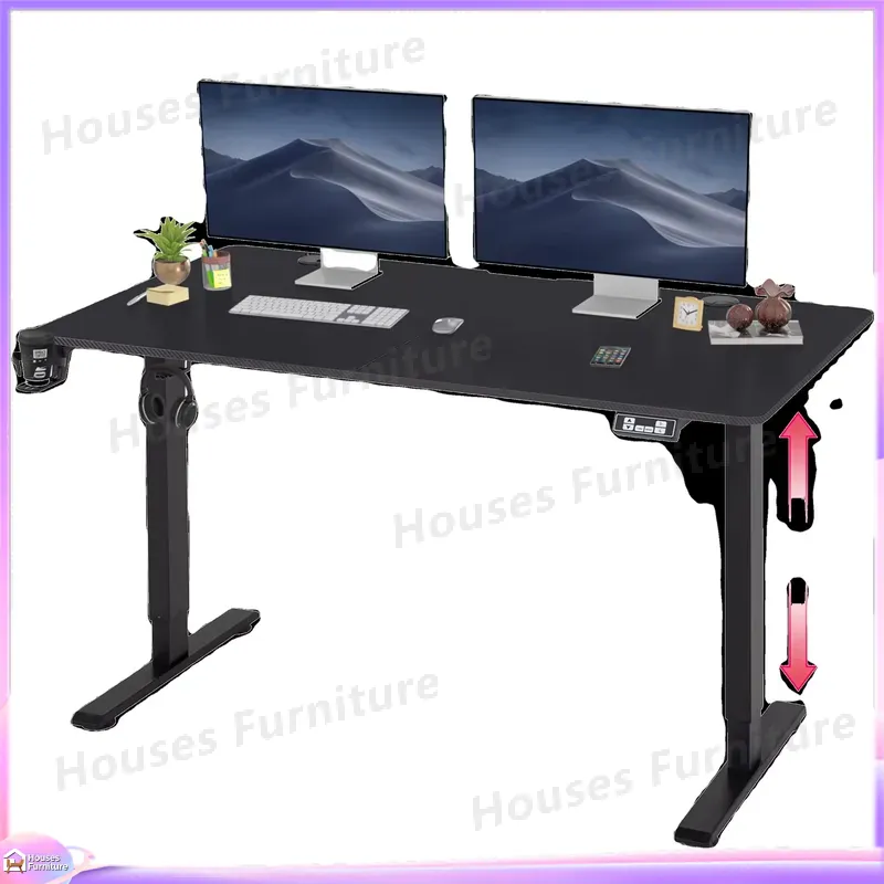 Desk Setup Pc And Laptop - โต๊ะคอมพิวเตอร์เกมมิ่งขนาดใหญ่ พร้อมไฟ RGB LED ปรับระดับความสูงได้ ดีไซน์ตามหลักสรีรศาสตร์