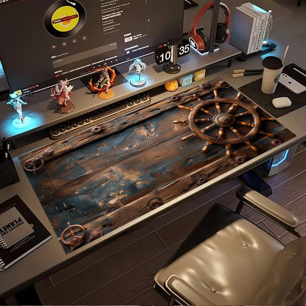 Desk Setup Pc And Laptop - แผ่นรองเมาส์เกมมิ่งลายเรือโจรสลัดวินเทจ ฐานยางกันลื่น ขนาดใหญ่ สำหรับโต๊ะทำงาน แผ่นรองเมาส์สำหรับการตั้งค่าเกมมิ่งบนแล็ปท็อปและพีซี
