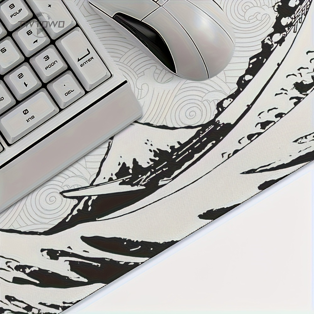แผ่นรองโต๊ะลายคลื่นสีดำขาว ขนา - Desk Setup Pc And Laptop บทวิจารณ์และราคา