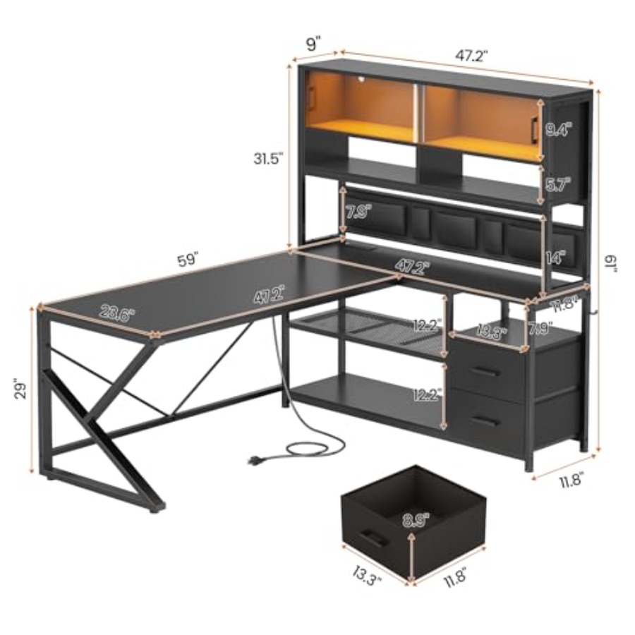 โต๊ะเกมมิ่งรูปตัวแอล พร้อมชั้น - Desk Setup L Shaped บทวิจารณ์และราคา
