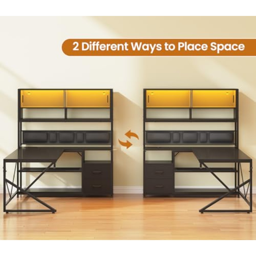 โต๊ะเกมมิ่งรูปตัวแอล พร้อมชั้น - Desk Setup L Shaped บทวิจารณ์และราคา
