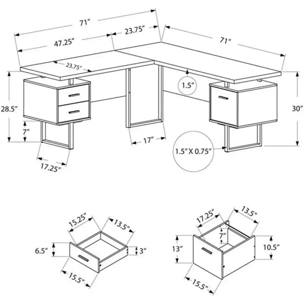 โต๊ะคอมพิวเตอร์รูปตัวแอล ขนาด  - Desk Setup L Shaped บทวิจารณ์และราคา