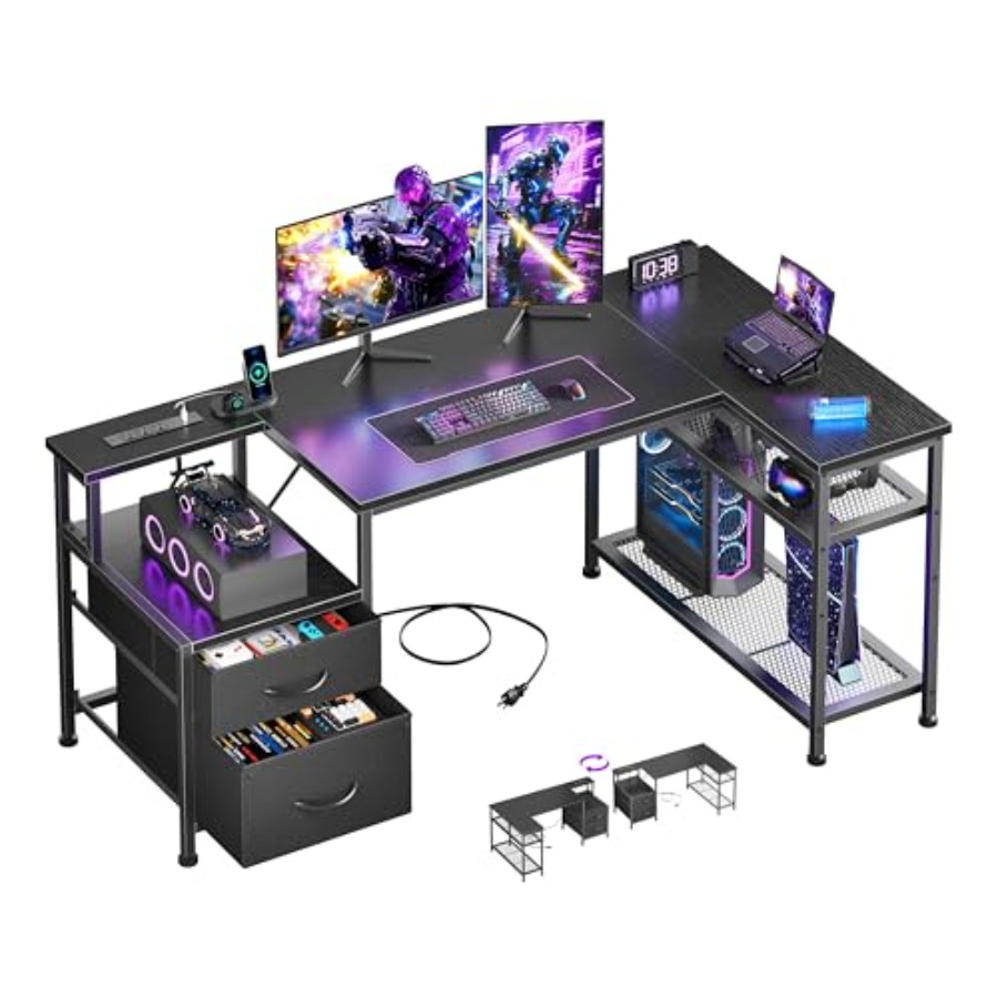 โต๊ะเกมมิ่งรูปตัวแอล ขนาด 49 น - Desk Setup L Shaped บทวิจารณ์และราคา