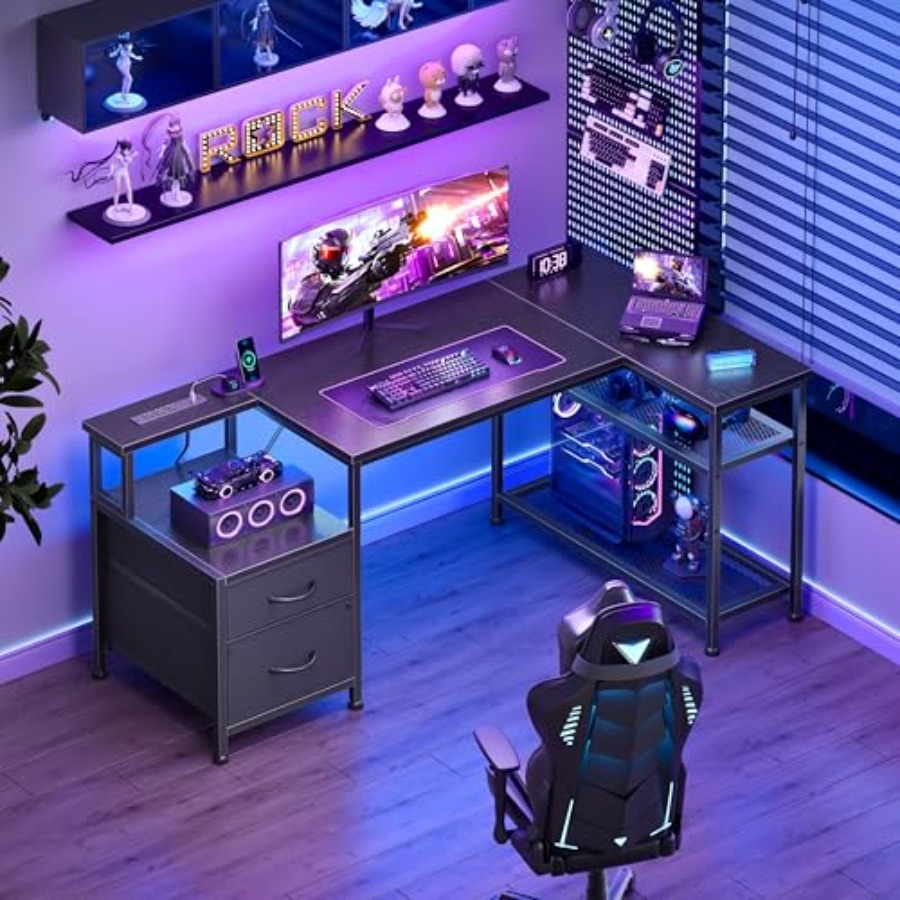 โต๊ะเกมมิ่งรูปตัวแอล ขนาด 49 น - Desk Setup L Shaped บทวิจารณ์และราคา