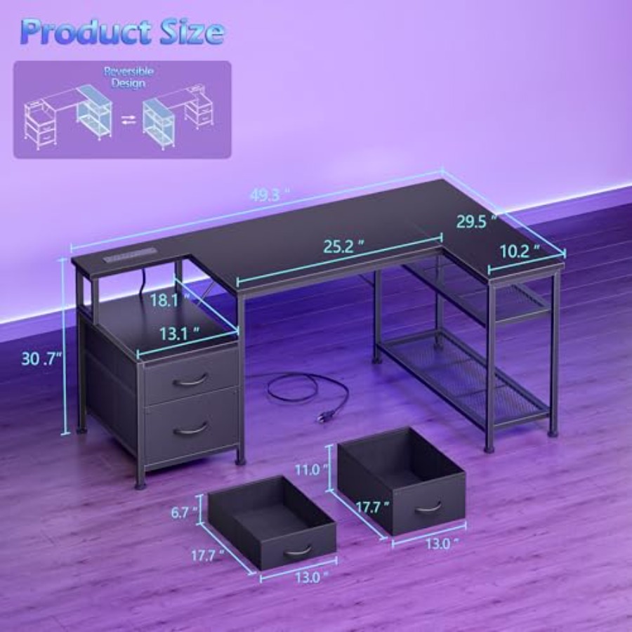 โต๊ะเกมมิ่งรูปตัวแอล ขนาด 49 น - Desk Setup L Shaped บทวิจารณ์และราคา