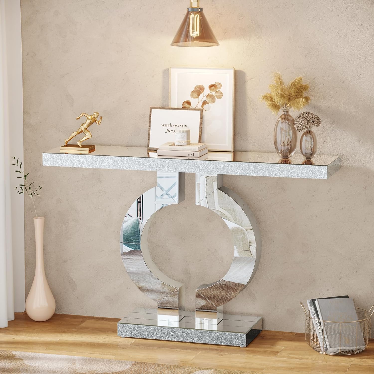 Tribesigns โต๊ะคอนโซลกระจกเงา  - Desk Setup Minimalist บทวิจารณ์และราคา
