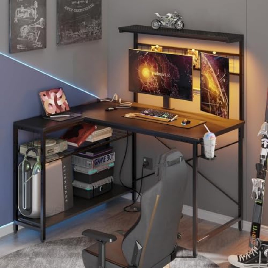 โต๊ะเกมมิ่งขนาด 42 นิ้ว พร้อมช - Desk Setup L Shaped บทวิจารณ์และราคา