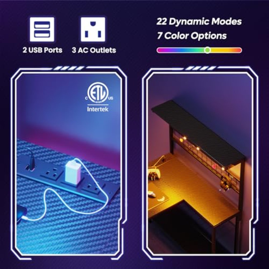 โต๊ะเกมมิ่งขนาด 42 นิ้ว พร้อมช - Desk Setup L Shaped บทวิจารณ์และราคา